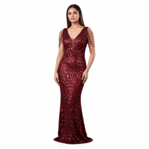 Elegant portrait in burgundy sequins