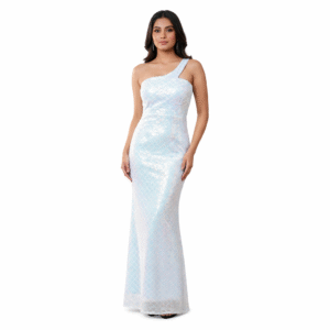 Elegant in iridescent evening gown