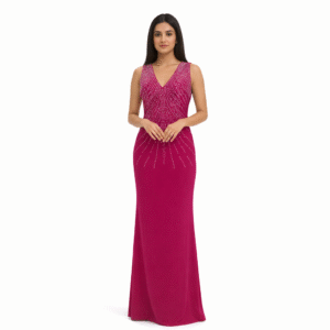 Wine Embellished Western Gown