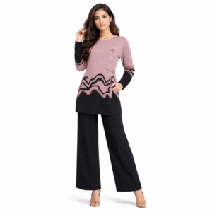 Elegant Mauve & Black Western Co-Ord Set for Women | Slim Fit Stylish Outfit
