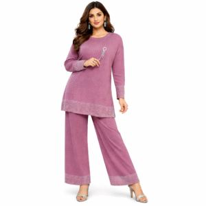 Mauve Western Co-Ord Set for Women | Stylish Knit Top & Palazzo Pants
