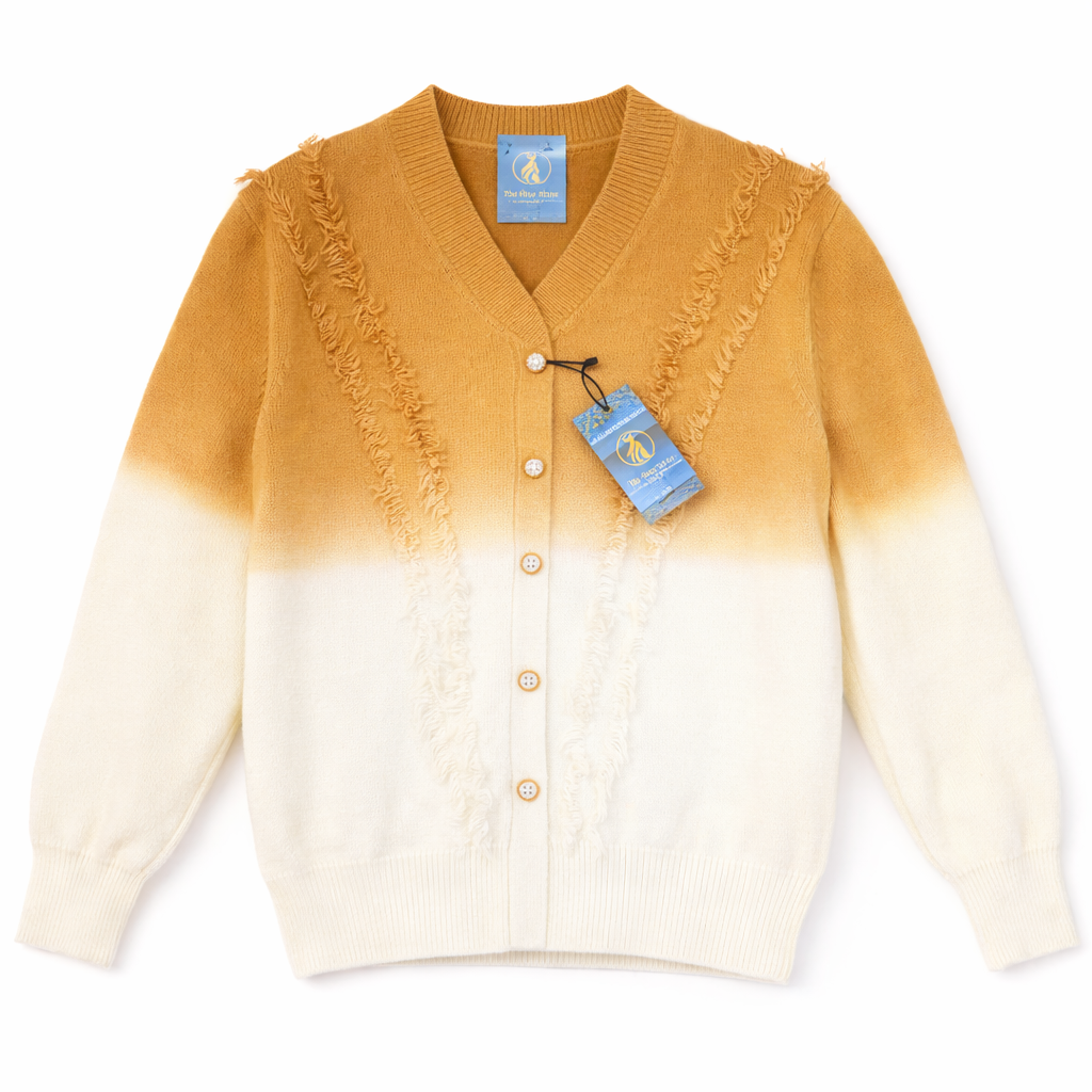 Women Three-Color Gradient Knit Cardigan | Western Winter Wear Stylish Button Sweater for Girls - Image 2