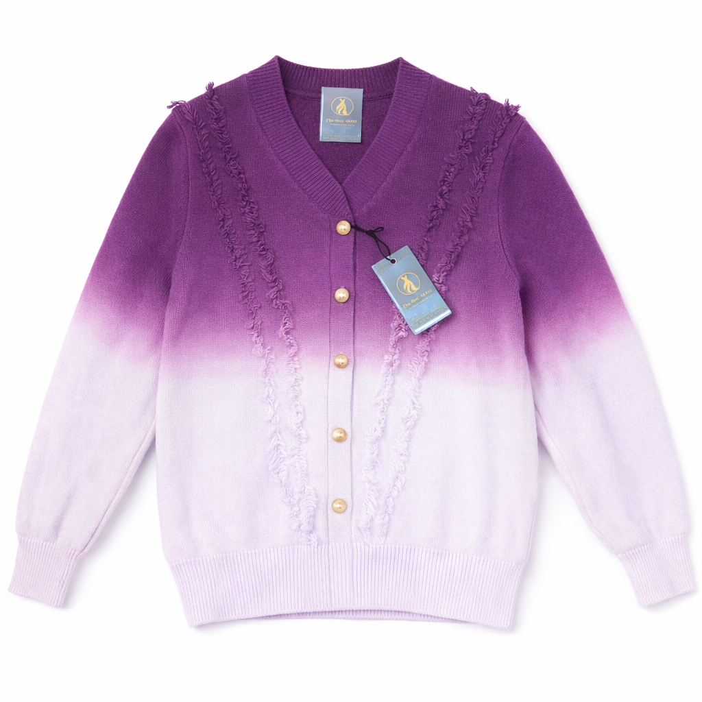 Women Three-Color Gradient Knit Cardigan Western Winter