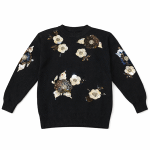 Women’s Western Floral Sequin Knit Sweater – Winter Party Wear (Black, Red & Brown)