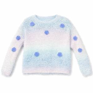 Women’s Fuzzy Gradient Western Sweater with 3D Floral Appliqué | Soft Winter Knit Top