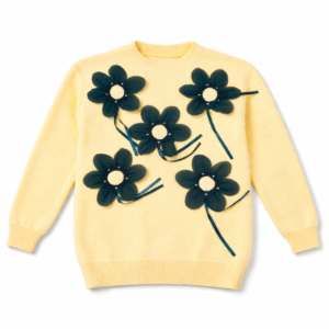 Women Floral Applique Knit Sweater | Soft Winter Western Top | Pink & Yellow Color Options