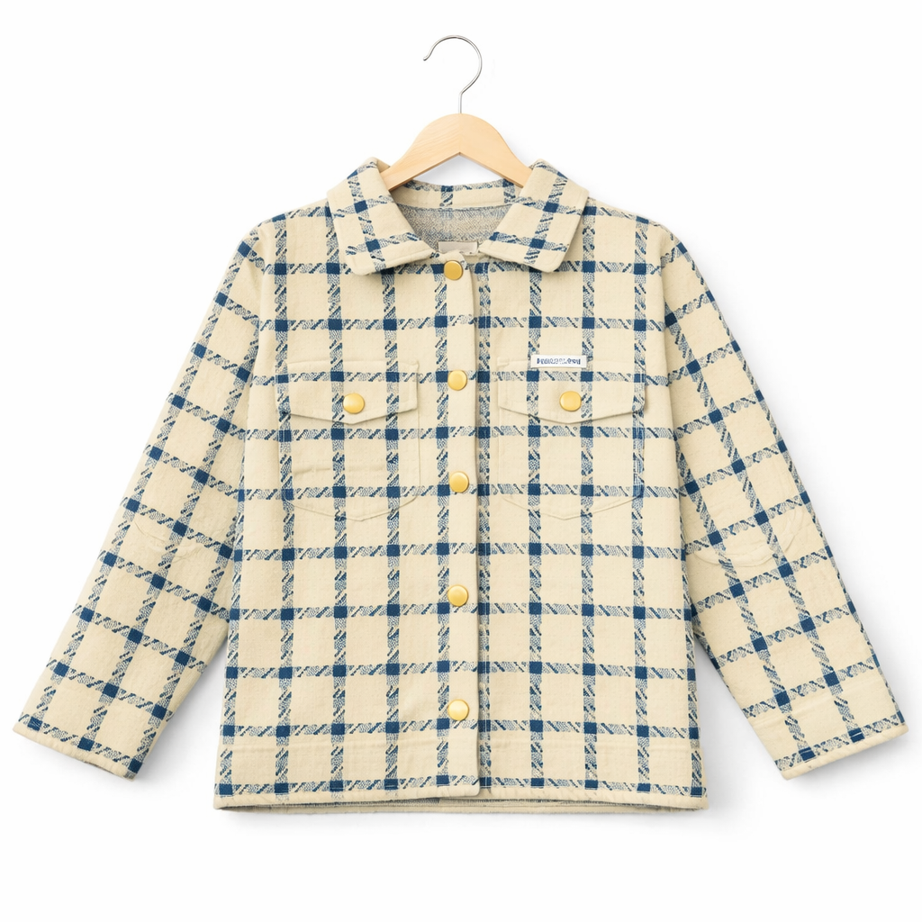 Women’s Western Checkered Jacket Dress with Pearl Collar & Rhinestone Buttons – Black, Pearl & Orange Variants