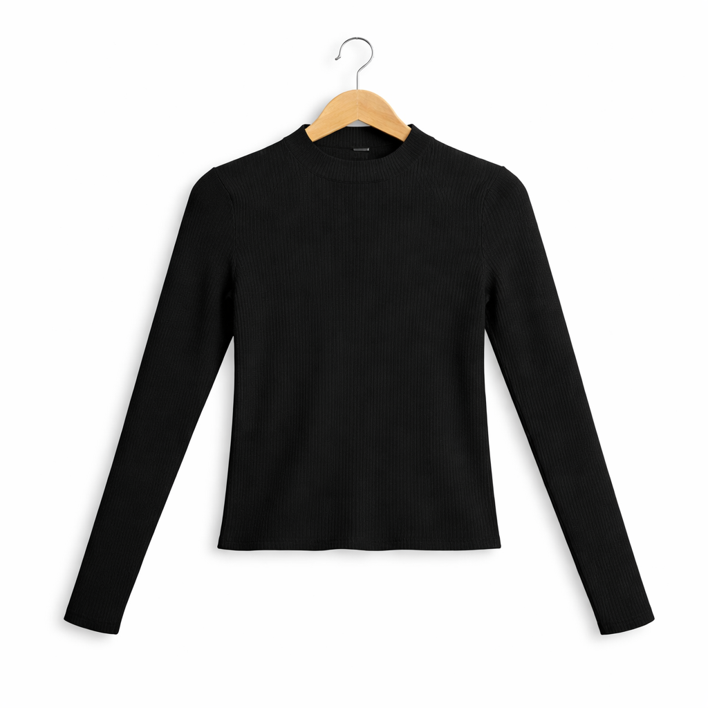 Women’s Ribbed Full Sleeve Western Top – Black, Red & Baby Pink | Slim Fit Winter Wear