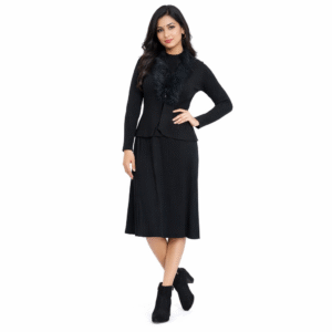 Elegant Black Western Dress for Women | Stylish Winter Wear Slim Fit Outfit