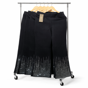 Women’s Black Shimmer Wide Fit Pants | Premium Party Wear Western Pants (Size 28–36)