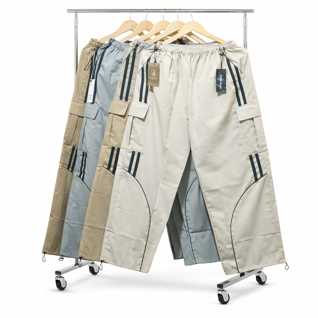 Men’s Striped Cargo Pants with Elastic Waist & Utility Pockets | Sizes 28–36
