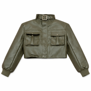 Women’s Western Faux Leather Crop Jacket | Stylish Winter Wear | Solid Color