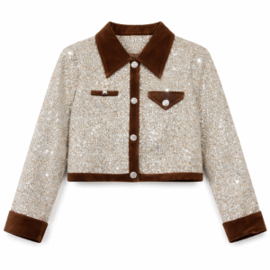 Chocolate Brown Sequin Western Jacket for Women | Premium Party Wear Crop Jacket